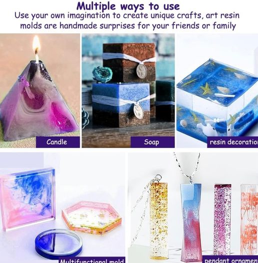 Resin Moulds Silicone, 21Pcs DIY Epoxy Resin Moulds Kit, Resin Kits for Beginners Making Jewelry/Candle/Soap, Include Coaster, Ashtray, Cube, Pyramid, Spherical, Pendant Mold (FREE POSTAGE)