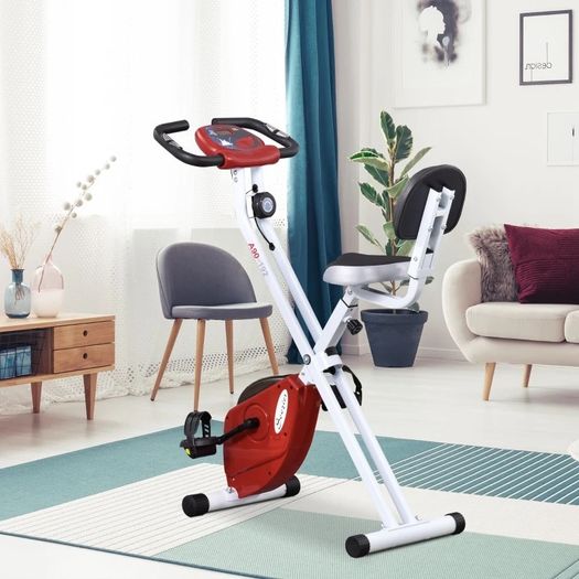 Steel Manual Resistance Exercise Bike w/ LCD Monitor Red (FREE SHIPPING)