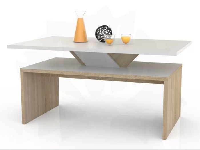 Rectangular White Oak Coffee Table With Shelf