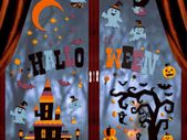 Halloween Window Clings Stickers 10 Sheets Bats Ghost Window Decal for Halloween Party Decoration