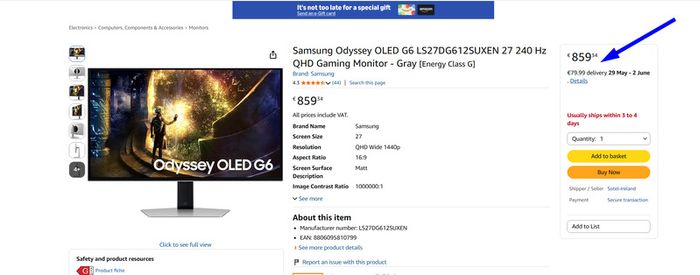 Samsung Odyssey OLED 27inch G61SD QHD 240Hz electrobuster.ie