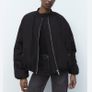 Zara Women's Black oversized bomber jacket size S Image 3