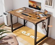 Computer Desk 100 x 50 x 75 cm, Home Office desk, Study Writing Small Desks, Gaming Deske for Home Workstations, Industrial Design Black Desk Metal Frame, Rustic Brown