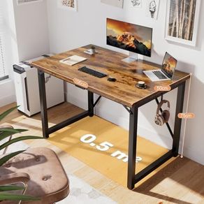 Computer Desk 100 x 50 x 75 cm, Home Office desk, Study Writing Small Desks, Gaming Deske for Home Workstations, Industrial Design Black Desk Metal Frame, Rustic Brown