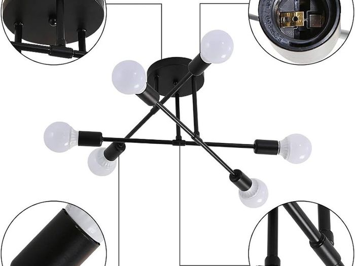 NEW SALE | Chandelier Light, 6 Lights Industrial Semi Flush Mount Ceiling Lamp, Vintage Chandelier Lighting for Living Room Bedroom Kitchen Dining Room Hallway E27