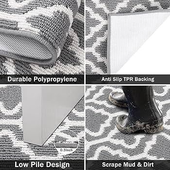 Extra Long Hallway Runner Rug Non Slip 66 x 300 cm Grey Washable Carpet Runner for Hallway Narrow Rugs Hall Runners Long Entrance Carpet Runners for Kitchen Laundry Room