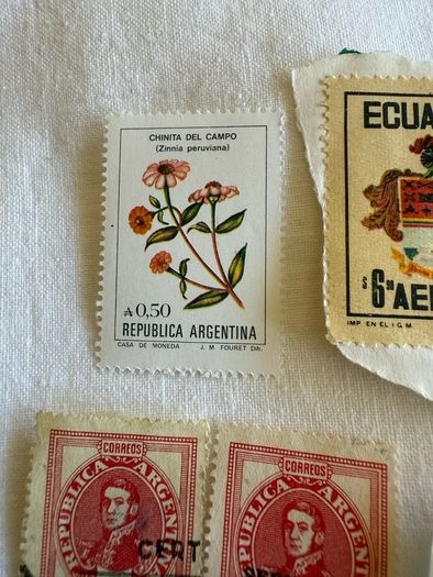 Vintage stamps from Ecuador, Argentina, Peru, Brazil and Guadeloupe 1955 onwards