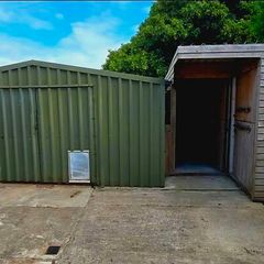 Steel Garage / Shed 5m x 4.5m + Wooden Shed 5m x 4m