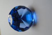 Blue faceted glass paperweight, Ornament, Home decor, Gift, Paperweight