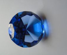 Blue faceted glass paperweight, Ornament, Home decor, Gift, Paperweight