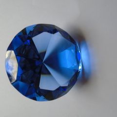 Blue faceted glass paperweight, Ornament, Home decor, Gift, Paperweight