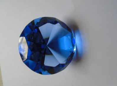 Blue faceted glass paperweight, Ornament, Home decor, Gift, Paperweight
