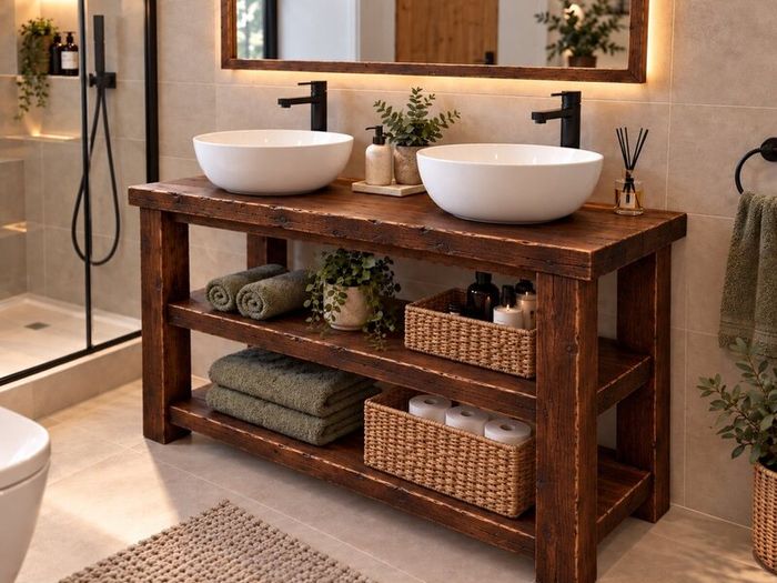 Handmade Rustic Bathroom Double Vanity - 1200mm