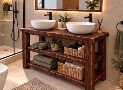 Handmade Rustic Bathroom Double Vanity - 1200mm