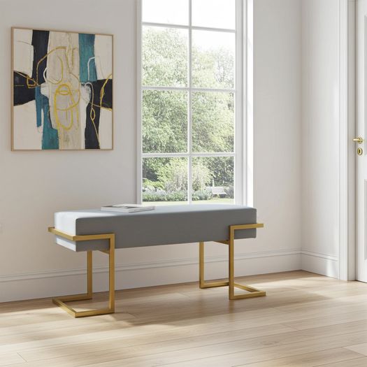 Axon Modern Pink Velvet Bench with Gold Metal Frame 100x34x45cm