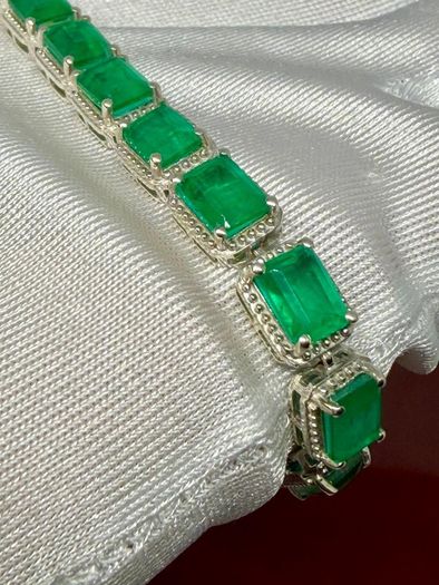 Silver Emeraldine Triplet Quartz Tennis Bracelet