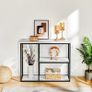 Console Table 30cm Narrow Entryway Table for Living Room 80cm Modern Industrial Sofa Table with 3-Tier Storage Shelves for Corridor, Hallway, White Marble Image 3