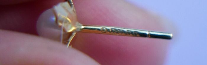 Vintage Solid 9ct Yellow Gold 375 Pearl Stud Earrings, Flower Style 0,9g