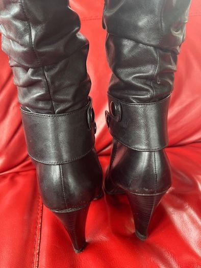 Marco Tozzi  Black leather boots-Softest Leather High Heels Size Uk 6 Eu 39.  Elegant.  In SUPER Condition.
