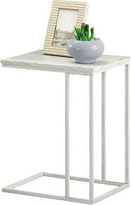 C Shaped End Table,Small Side Table, Couch Side Table for Living Room,Sofa,Couch Bedroom, White (FREE SHIPPING)