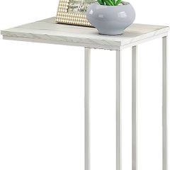 C Shaped End Table,Small Side Table, Couch Side Table for Living Room,Sofa,Couch Bedroom, White (FREE SHIPPING)