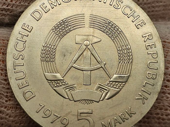 Germany 1979  5 Mark Albert Einstein 1879-1955 Beautiful Uncirculated Lustrous Superb!