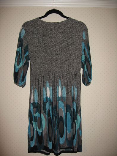 JASMINE LONDON Retro Print Dress   Teal Empire Style Top