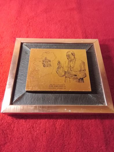 Pope John Paul II - Copper/wood Plaque 1979