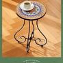 NEW SALE | Round Side Table, Indoor and Outdoor Plant Stand, Small Coffee Table with 36cm Ceramic Tile Top for Patio Balcony, 53cm Tall Mosaic Garden Table, Living Room End Table or Bedside Table, Floral Image 6