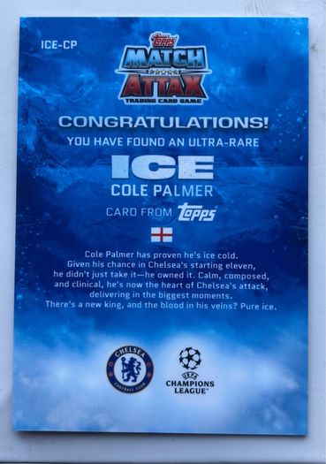 Ice Cole Palmer  - 2025-26 Topps Match Attax Gem Mint 10 Ultra Rare 1/250 Card