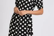 NEW Black &amp; White Polka Dot Button-Down Midi Dress: Size 10
