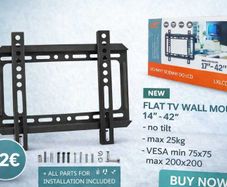 TV Wall Mount Flat Fixed 14" - 42"