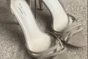 sandals new look beige suede effect high heeled sandals size 40