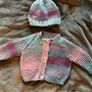 Hand Knitted Baby Cardigans with matching hat Image 2
