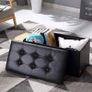 NEW SALE | Folding Ottoman Bench Storage Box with Lid, Large Storage Seat Faux Leather Footstool Toy Storage Box, Black, 76 x 38 x 38 cm Image 2