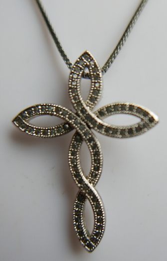 Silver Plated Equilibrium Necklace and a decorative cross length 18" - 4,6g
