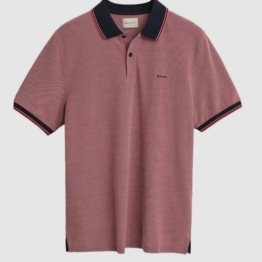 GANT Mens 4 Color Oxford Polo Shirt Pink Navy Contrast Trim Size 3XL