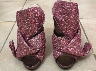 No. 21 pink glitter mules - sz 6.5
