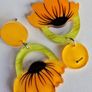 Open Arch Upside Down Yellow Sunflower Drop Earrings Image 2