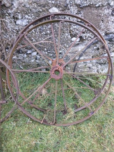Old hay rake wheels