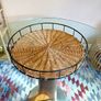 Vintage Wicker and Iron Large Tray, Home Decor Display Image 2