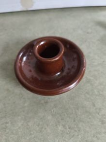 Enniskerss pottery hand made in Ireland Metalic copper glazed candle stick holder