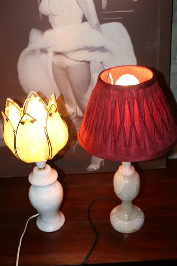 Two Vintage Marble Lamps