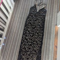 Black mesh linen event dress