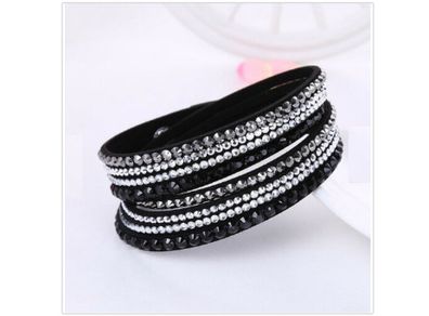 Black Leather Look Cuff Bracelet with Studs