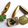Vintage Trefoil Cufflinks: Reverse Carved Lucite, Gilded Copper Image 3