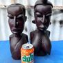 Pair of hand carved African busts Image 2