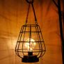 Hanging Battery Lamp, 22cm High Cage Table Lamp Decorative Lamp Battery Powered, Accent Cordless Light Bedside Battery Lamp for Home Living Room Bedroom Kitchen Wedding Home Hallway(Black) Image 3