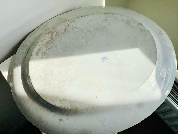 Huge Victorian Ironstone Rosebuds Platter 54cm Antique Blue White