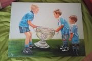 gaa art Dublin kids with Sam Maguire cup